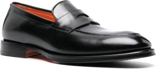 Santoni leather penny-slot loafers Black