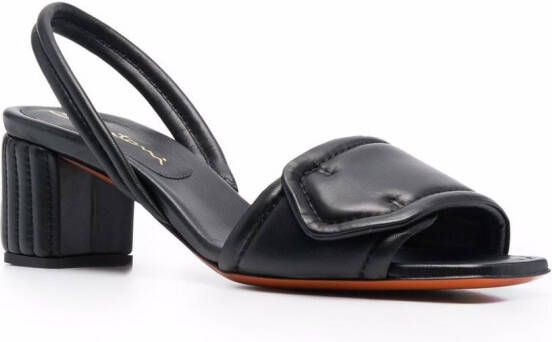 Santoni leather slingback sandals Black