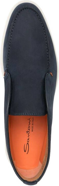 Santoni leather slip-on boots Blue