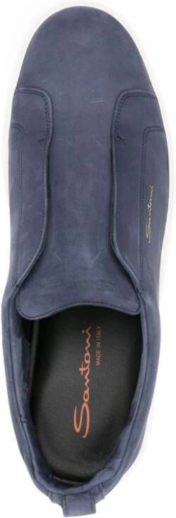 Santoni leather slip-on sneaker Blue