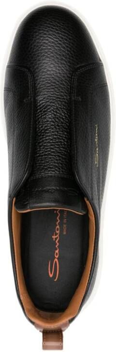 Santoni leather slip-on sneakers Black