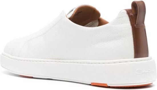 Santoni leather slip-on sneakers White
