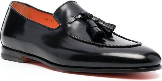 Santoni leather tassel-detail loafers Black
