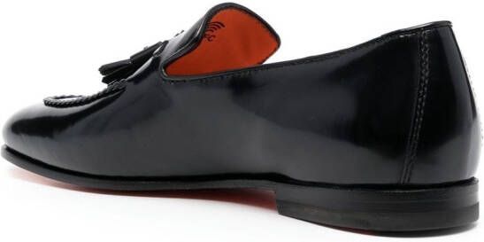 Santoni leather tassel-detail loafers Black