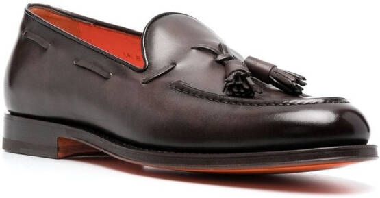 Santoni leather tassel loafers Brown