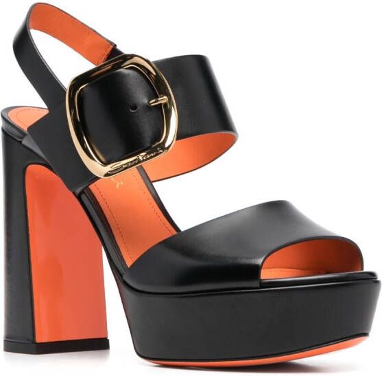 Santoni logo-buckle block-heel sandals Black