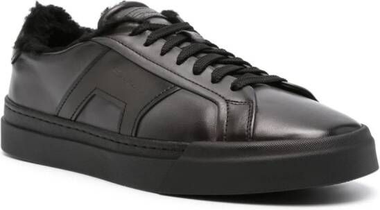 Santoni logo-debossed leather sneakers Grey