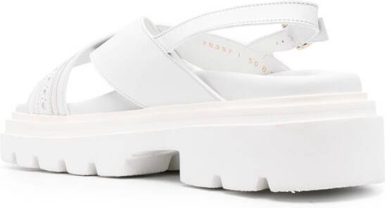 Santoni logo-embossed chunky leather sandals White