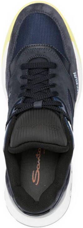 Santoni logo-embroidered panelled sneakers Blue