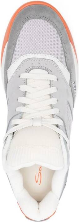 Santoni logo-embroidered panelled sneakers Grey