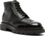 Santoni logo-patch lace-up leather boots Black - Thumbnail 2