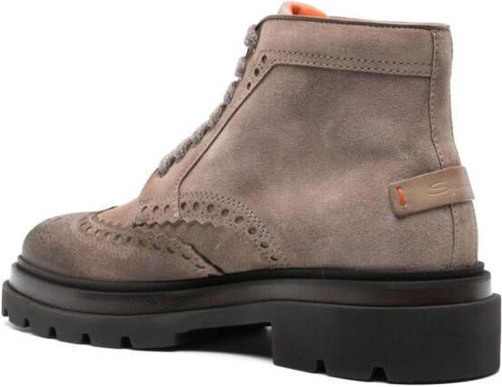 Santoni logo-patch leather boots Neutrals