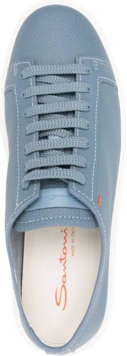 Santoni logo-patch leather sneakers Blue