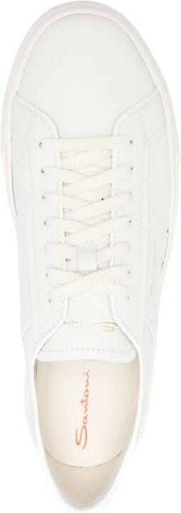 Santoni logo-print leather sneakers White