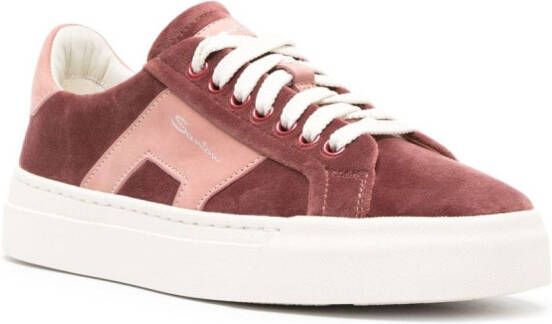 Santoni logo-print suede sneakers Pink