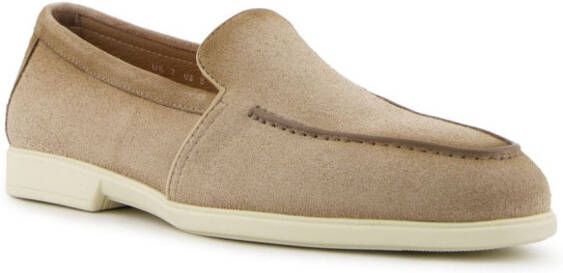 Santoni Malibu almond-toe leather loafers Neutrals