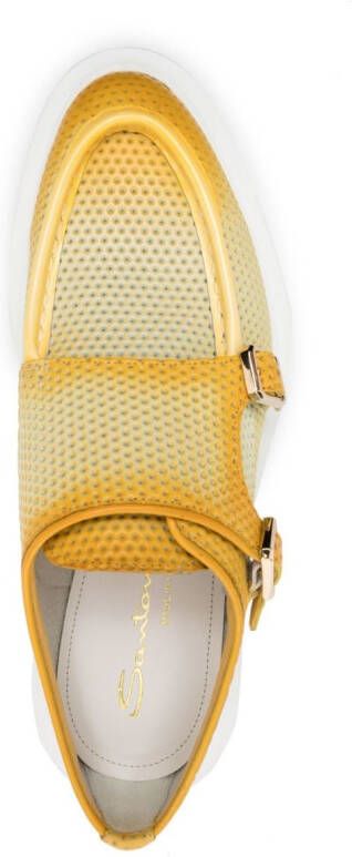Santoni ombré perforated-leather loafers Yellow