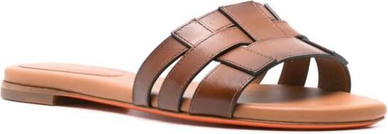 Santoni open-toe flat slides Brown
