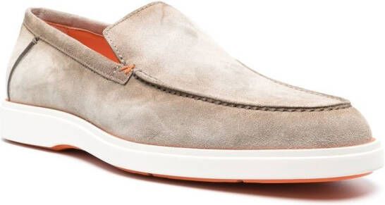 Santoni panelled calf-suede loafers Neutrals
