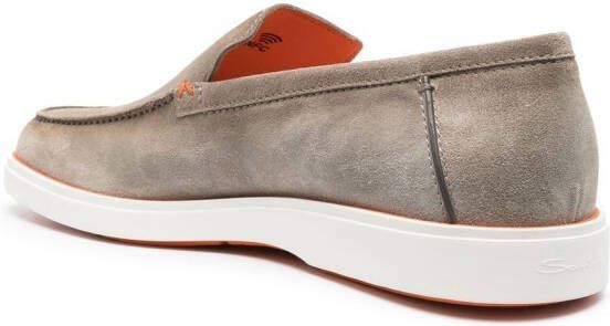 Santoni panelled calf-suede loafers Neutrals