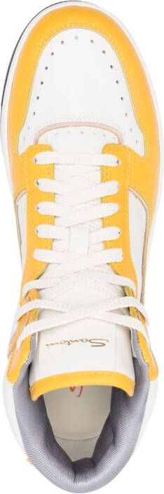 Santoni panelled hi-top leather sneakers Yellow