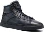 Santoni panelled high-top leather sneakers Blue - Thumbnail 2