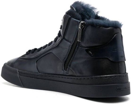 Santoni panelled high-top leather sneakers Blue