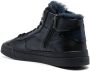 Santoni panelled high-top leather sneakers Blue - Thumbnail 3
