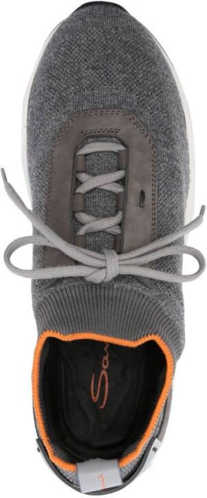Santoni panelled knitted sneakers Grey