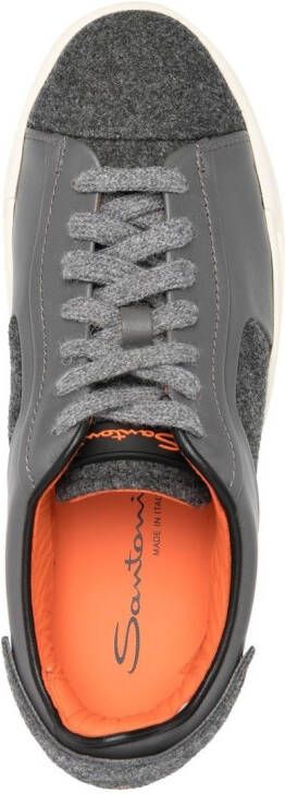 Santoni panelled lace-up sneakers Grey