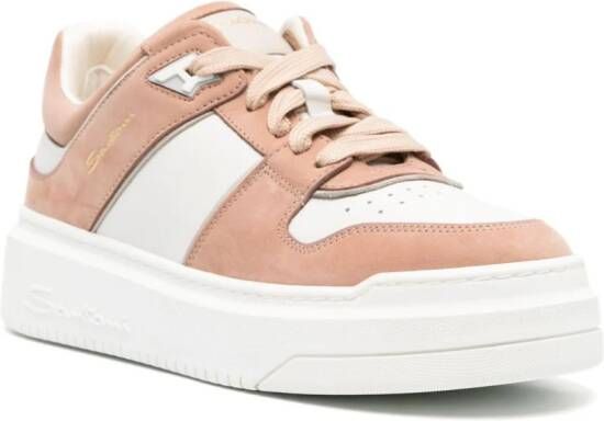 Santoni panelled lace-up sneakers White