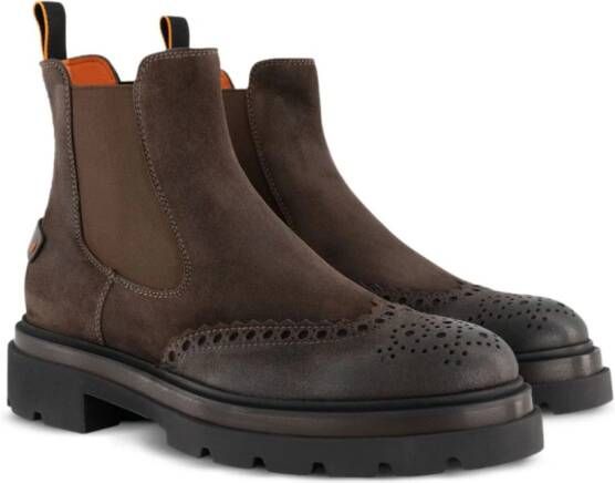 Santoni panelled leather ankle boots Brown