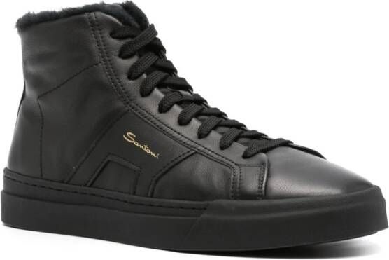 Santoni panelled leather sneakers Black
