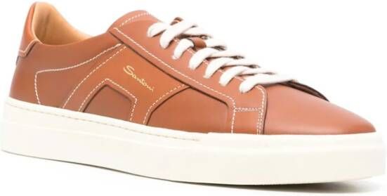 Santoni panelled leather sneakers Brown