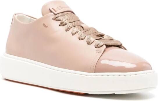 Santoni panelled leather sneakers Pink