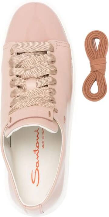 Santoni panelled leather sneakers Pink