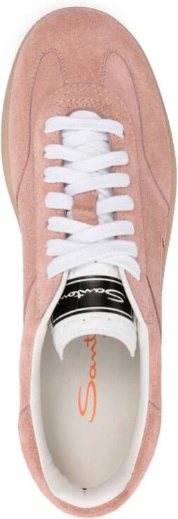 Santoni panelled suede sneakers Pink