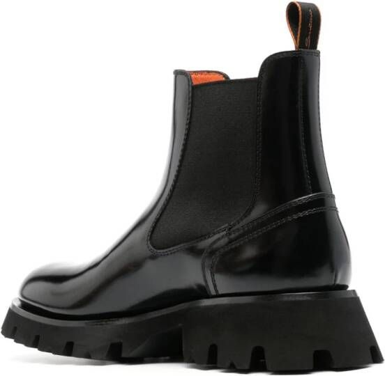 Santoni patent-finish leather ankle boots Black