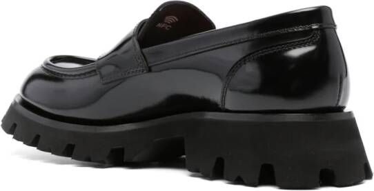 Santoni patent-finish leather loafers Black