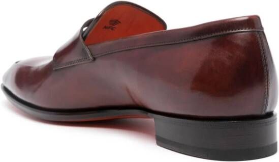 Santoni patent-finish leather loafers Brown