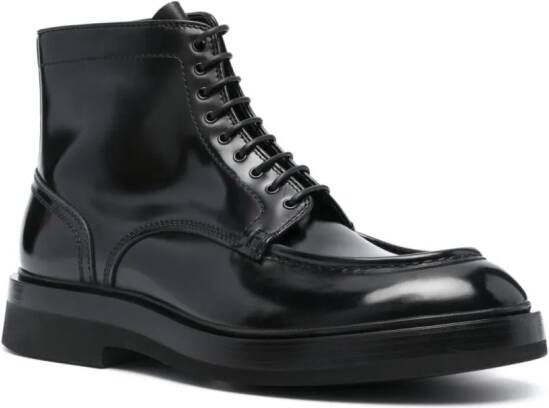 Santoni patent-leather boots Black