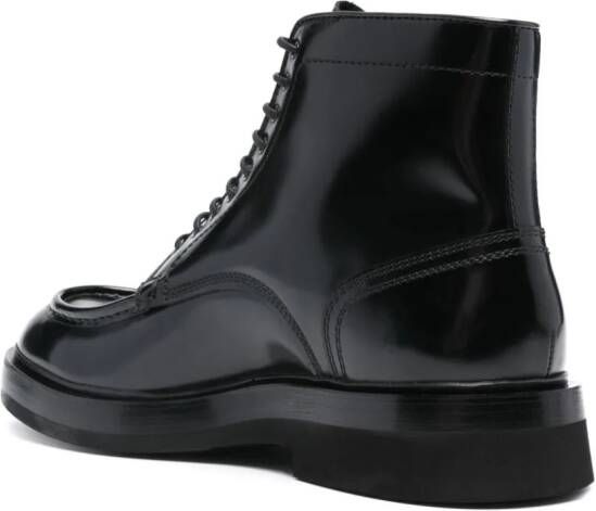 Santoni patent-leather boots Black