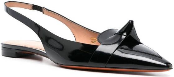 Santoni patent-leather sling-back shoes Black