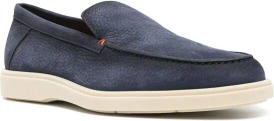 Santoni pebbled suede loafers Blue