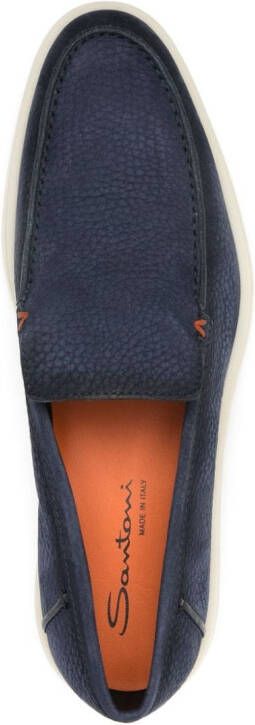 Santoni pebbled suede loafers Blue