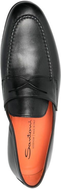 Santoni Penny leather loafers Black