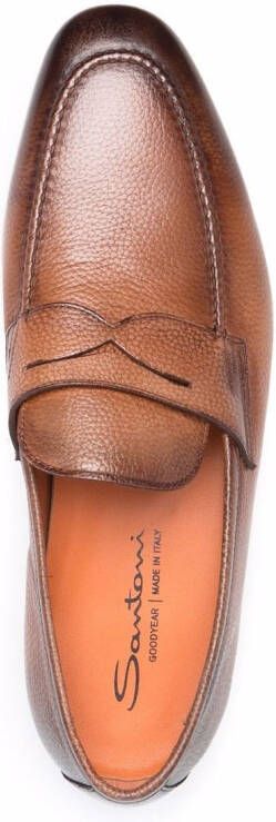 Santoni Penny leather loafers Brown