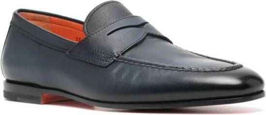 Santoni penny-slot leather loafers Blue