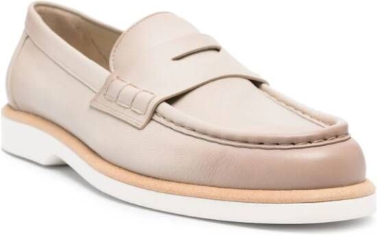 Santoni penny-slot leather loafers Neutrals