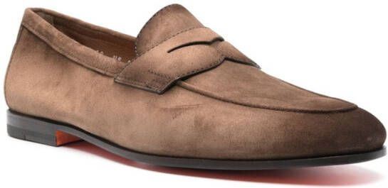 Santoni penny-slot suede loafers Brown